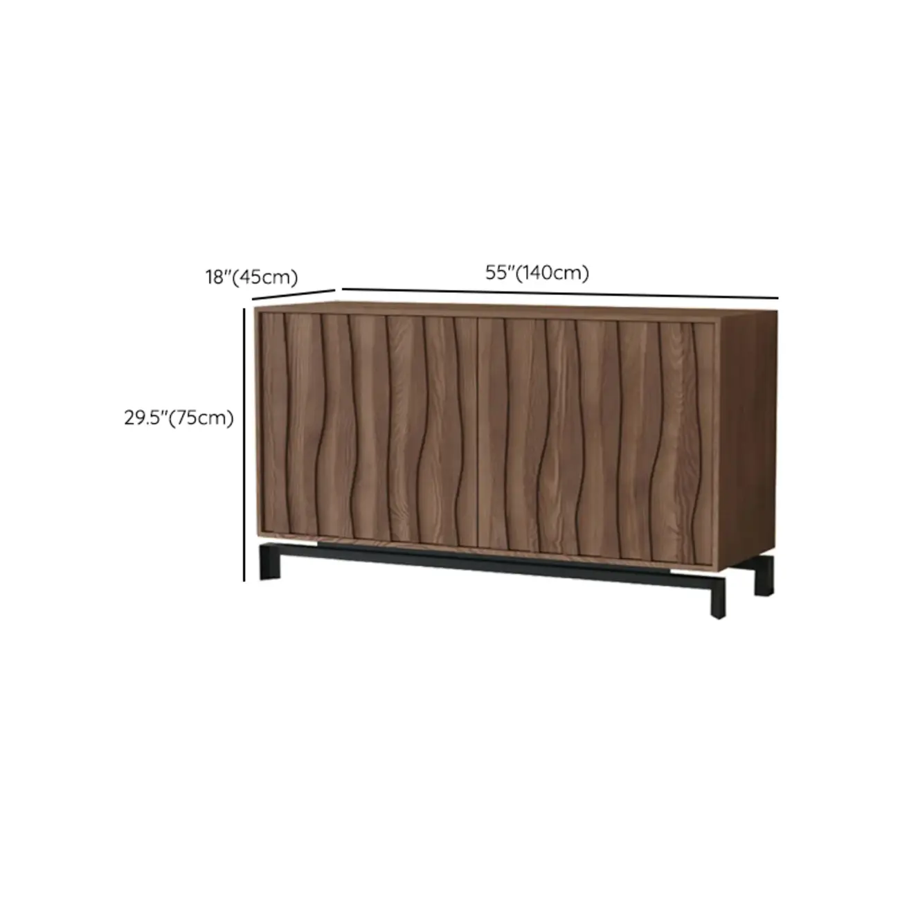 Mid-Century Modern Brown Wooden Waved Utility Storage Cabinet Image - 38 | homeyfad