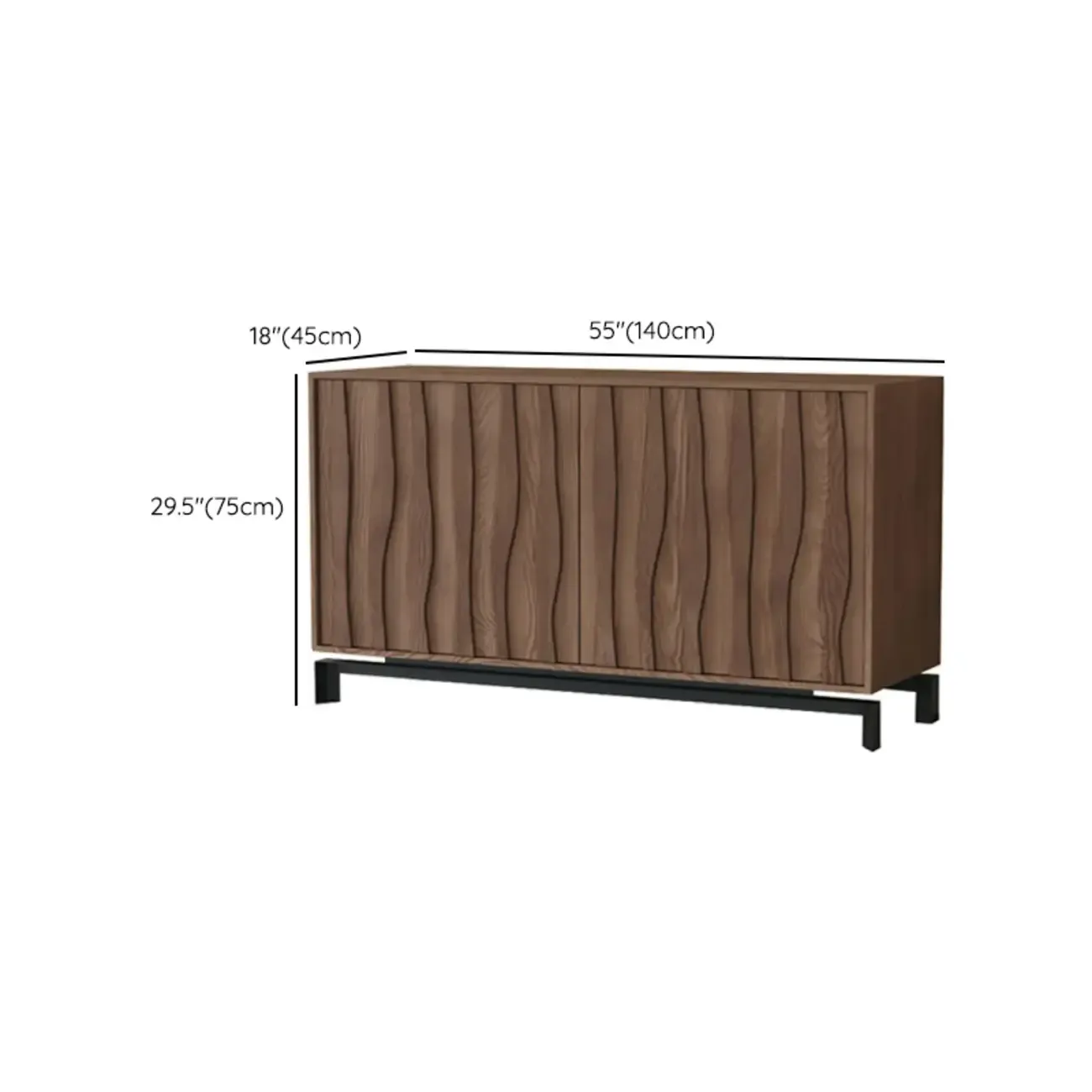 Mid-Century Modern Brown Wooden Waved Utility Storage Cabinet Image - 38