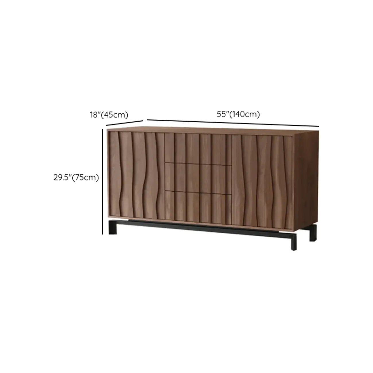 Mid-Century Modern Brown Wooden Waved Utility Storage Cabinet Image - 43 | homeyfad