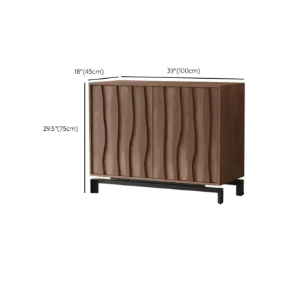 Mid-Century Modern Brown Wooden Waved Utility Storage Cabinet Image - 46