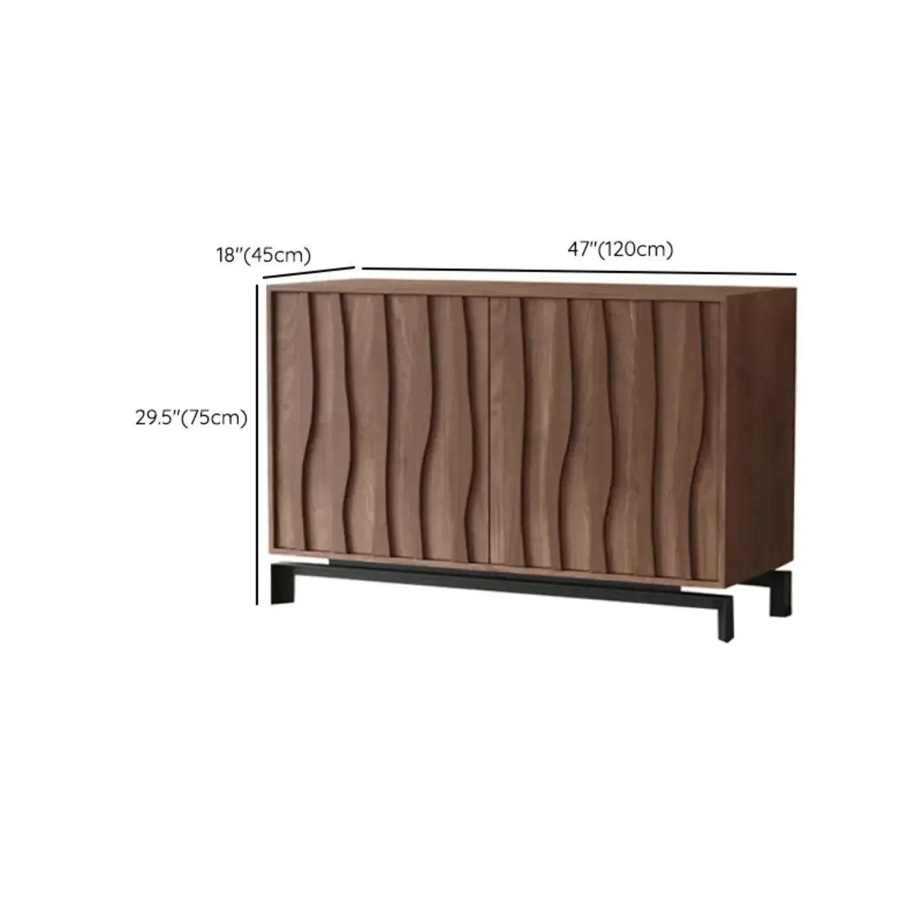 Mid-Century Modern Brown Wooden Waved Utility Storage Cabinet Image - 47