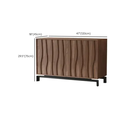 Mid-Century Modern Brown Wooden Waved Utility Storage Cabinet Image - 47