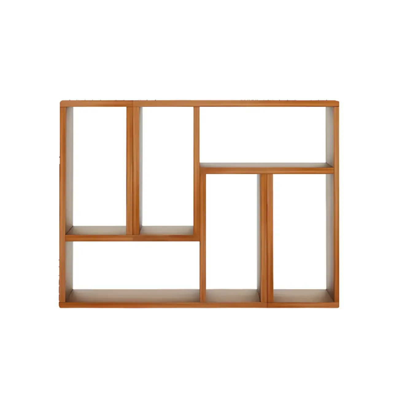 Rectangle Wooden Open Back Geometric Bookcase Image - 4