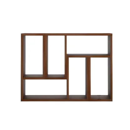 Rectangle Wooden Open Back Geometric Bookcase Image - 5
