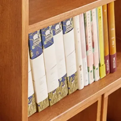 Rectangle Wooden Open Back Geometric Bookcase Image - 7