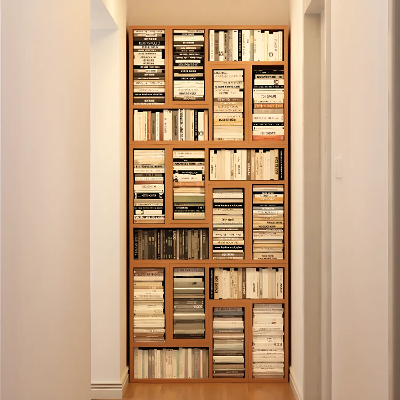 Rectangle Wooden Open Back Geometric Bookcase Image - 3 | homeyfad