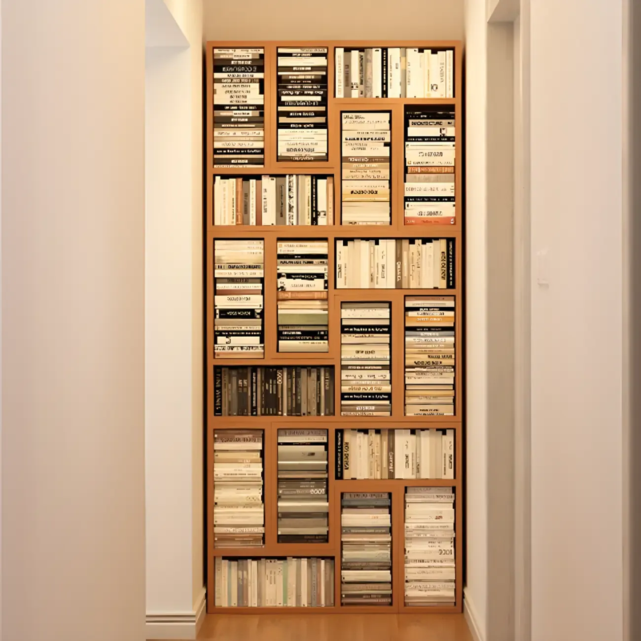 Rectangle Wooden Open Back Geometric Bookcase Image - 3