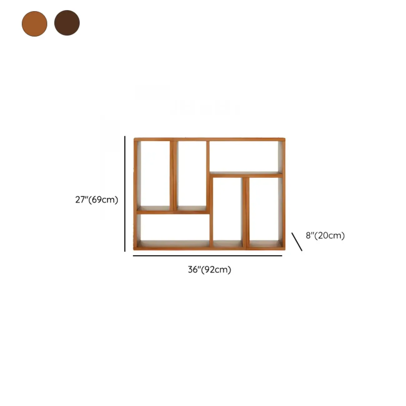 Rectangle Wooden Open Back Geometric Bookcase #size