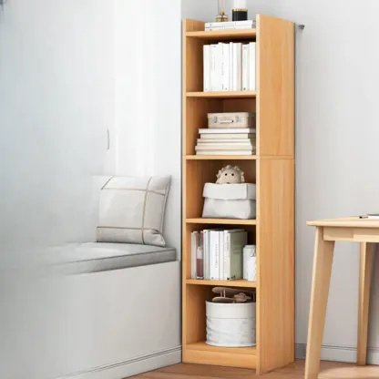 Scandinavian Oak Rectangle 5-Shelf Wood Bookcase Image - 3