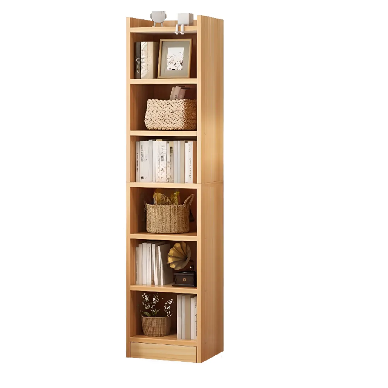 Scandinavian Oak Rectangle 5-Shelf Wood Bookcase Image - 5 | homeyfad