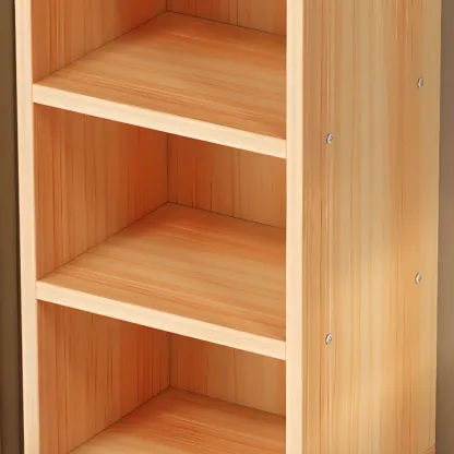 Scandinavian Oak Rectangle 5-Shelf Wood Bookcase Image - 8