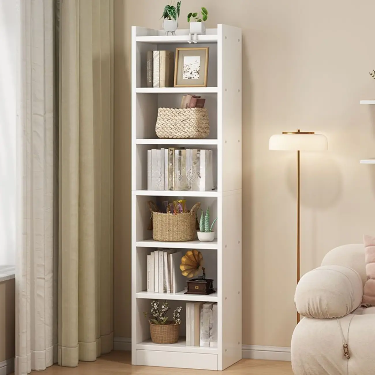 Scandinavian Oak Rectangle 5-Shelf Wood Bookcase Image - 12 | homeyfad