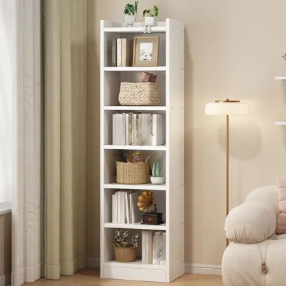 Scandinavian Oak Rectangle 5-Shelf Wood Bookcase Image - 12