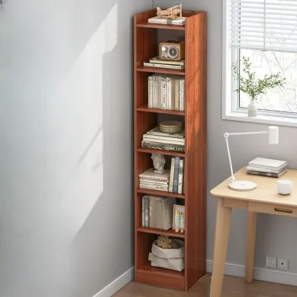 Scandinavian Oak Rectangle 5-Shelf Wood Bookcase Image - 19