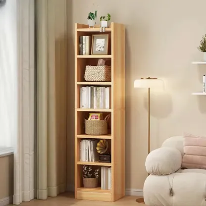 Scandinavian Oak Rectangle 5-Shelf Wood Bookcase Image - 21