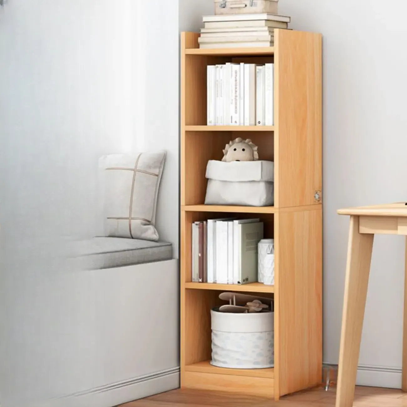 Scandinavian Oak Rectangle 5-Shelf Wood Bookcase Image - 30