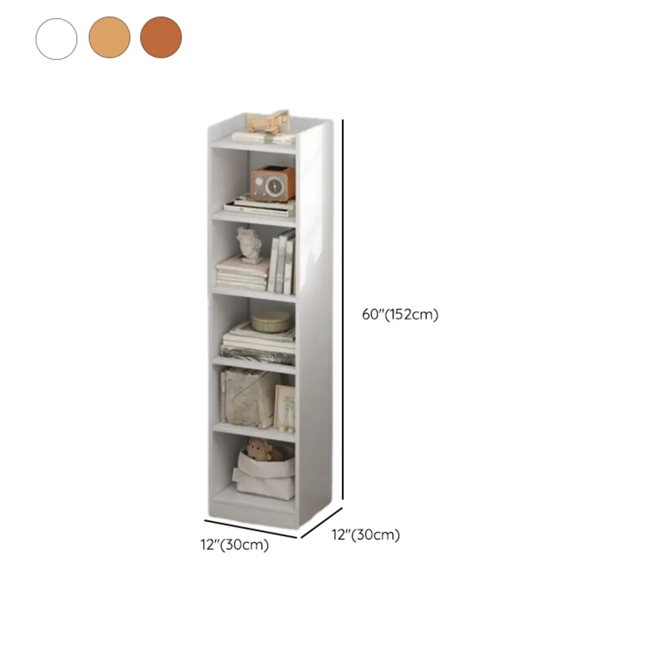 Scandinavian Oak Rectangle 5-Shelf Wood Bookcase Image - 36 | homeyfad