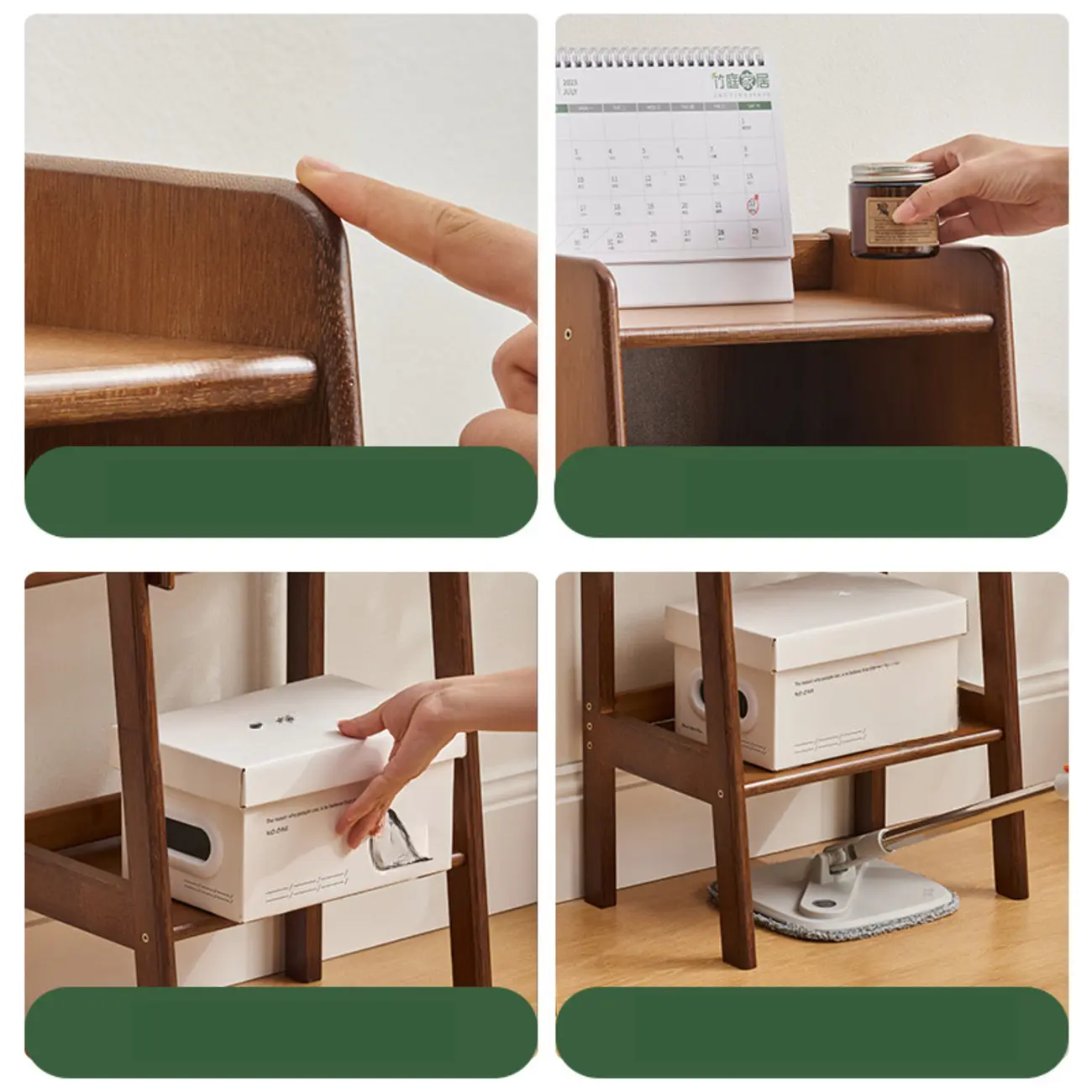 Scandinavian Narrow Brown Wood Multi-Tier Ladder Bookcase Image - 12 | homeyfad