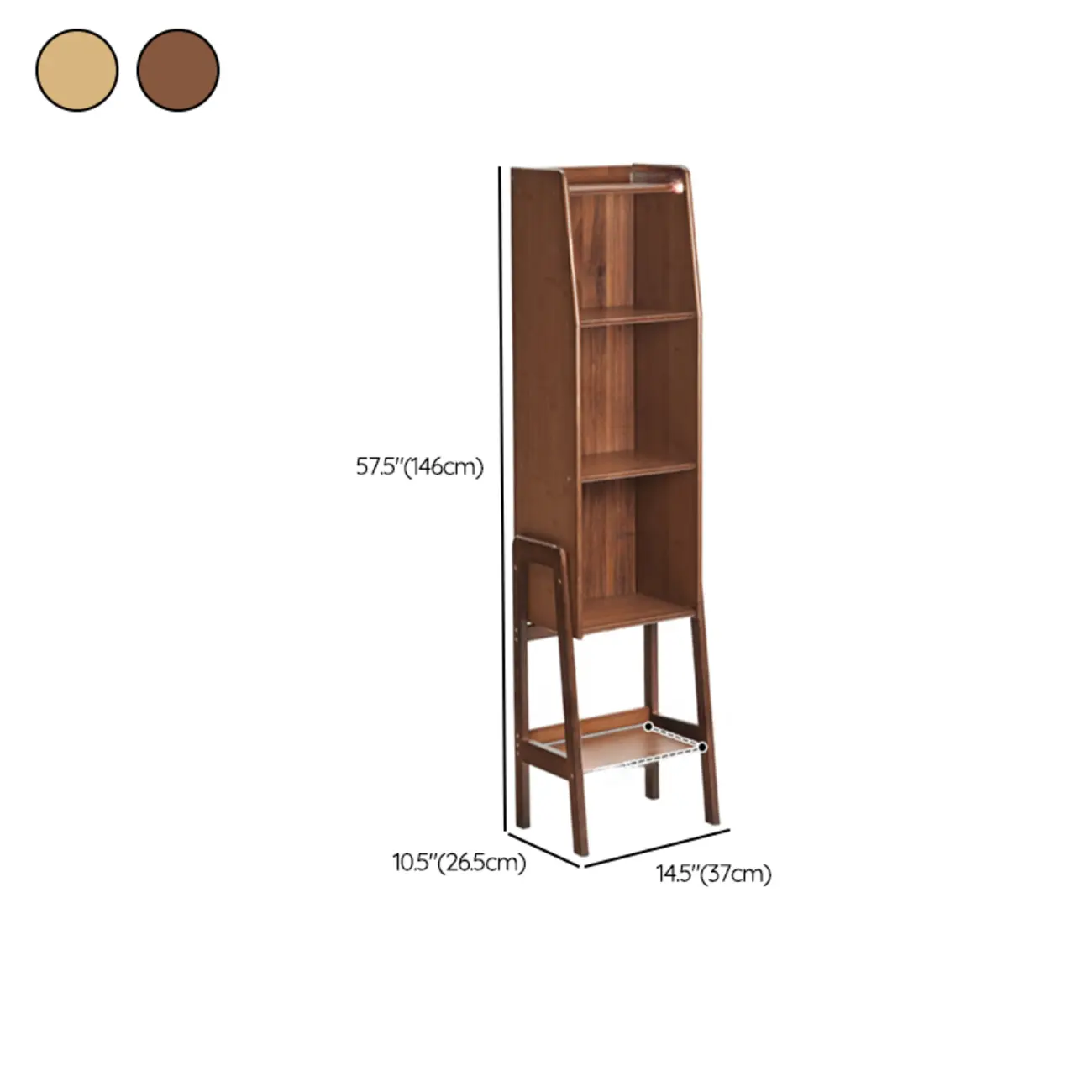 Scandinavian Narrow Brown Wood Multi-Tier Ladder Bookcase Image - 19 | homeyfad