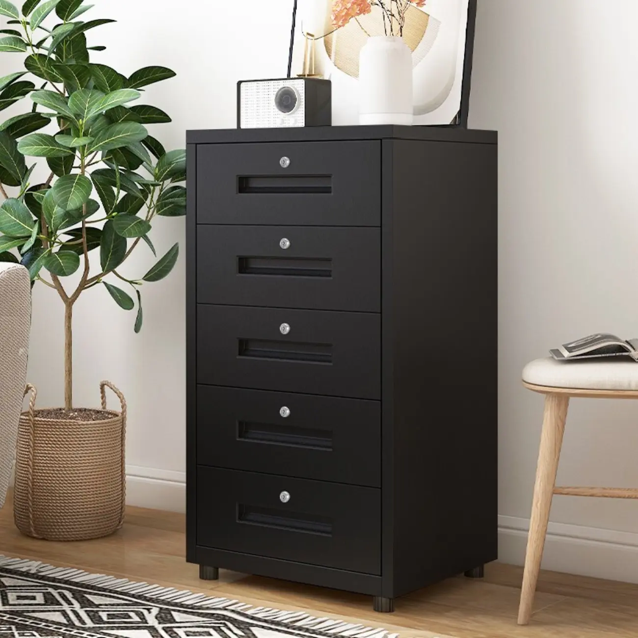 Elegant Lockable Metal Filing Cabinets with Drawers for Office Image - 1 | homeyfad