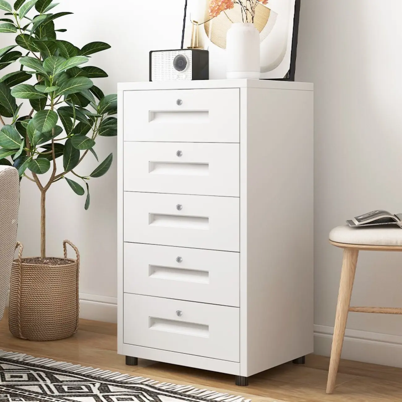 Elegant Lockable Metal Filing Cabinets with Drawers for Office Image - 2 | homeyfad