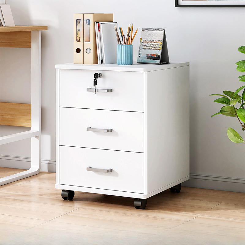Lockable Brown Lateral Wooden Rolling Office Filing Cabinet | homeyfad