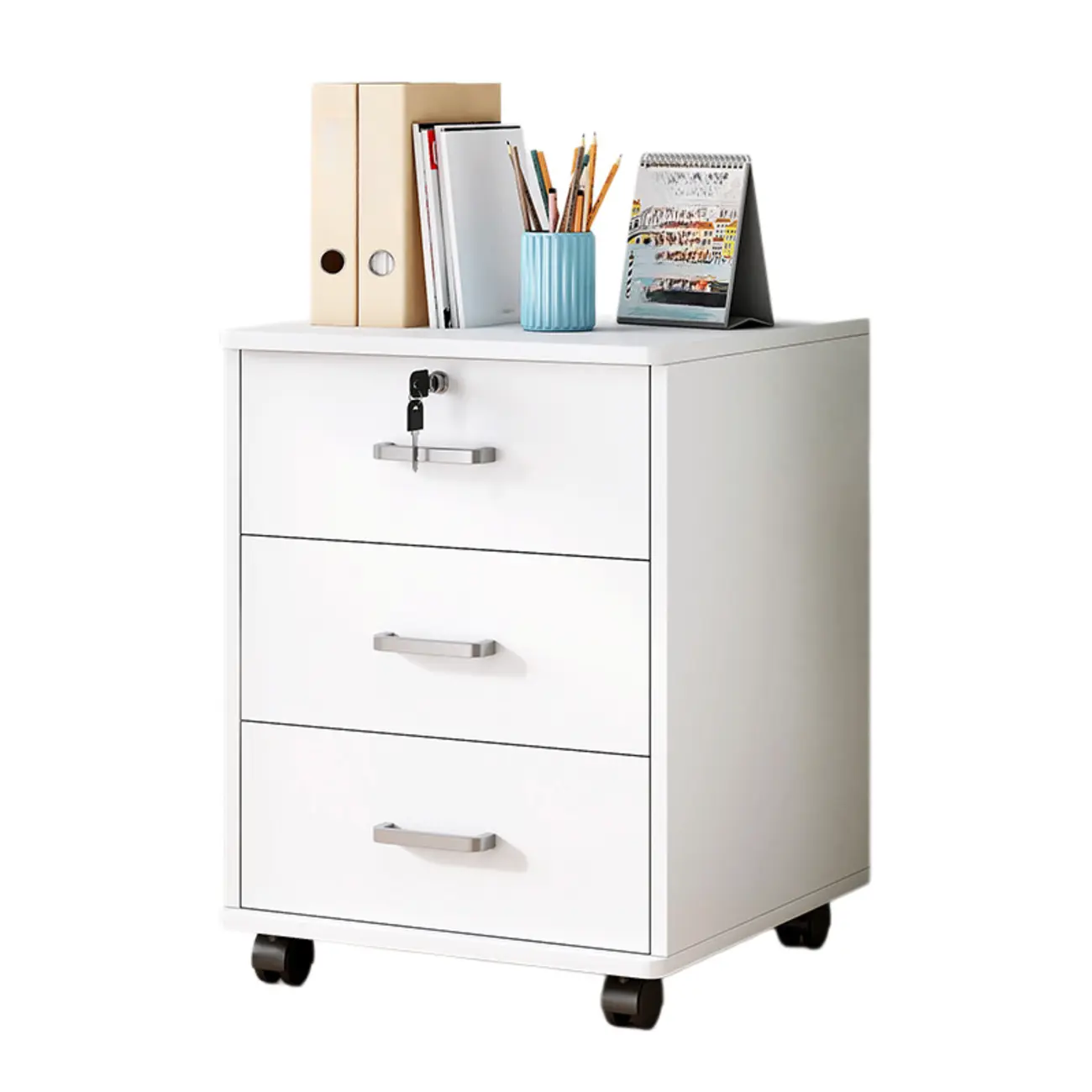 Modern Wooden Mobile Vertical Filing Cabinet for Home Office Image - 7 | homeyfad