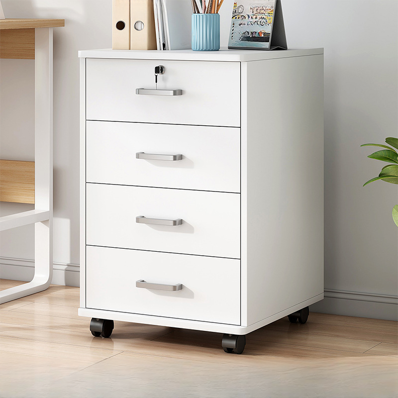 Lockable Brown Lateral Wooden Rolling Office Filing Cabinet | homeyfad