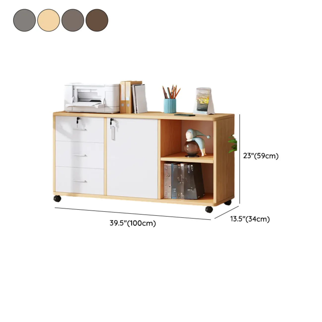 Modern Wooden Mobile Vertical Filing Cabinet for Home Office Image - 44 | homeyfad