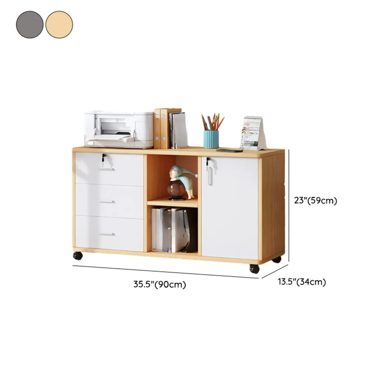 Modern Wooden Mobile Vertical Filing Cabinet for Home Office Image - 45 | homeyfad