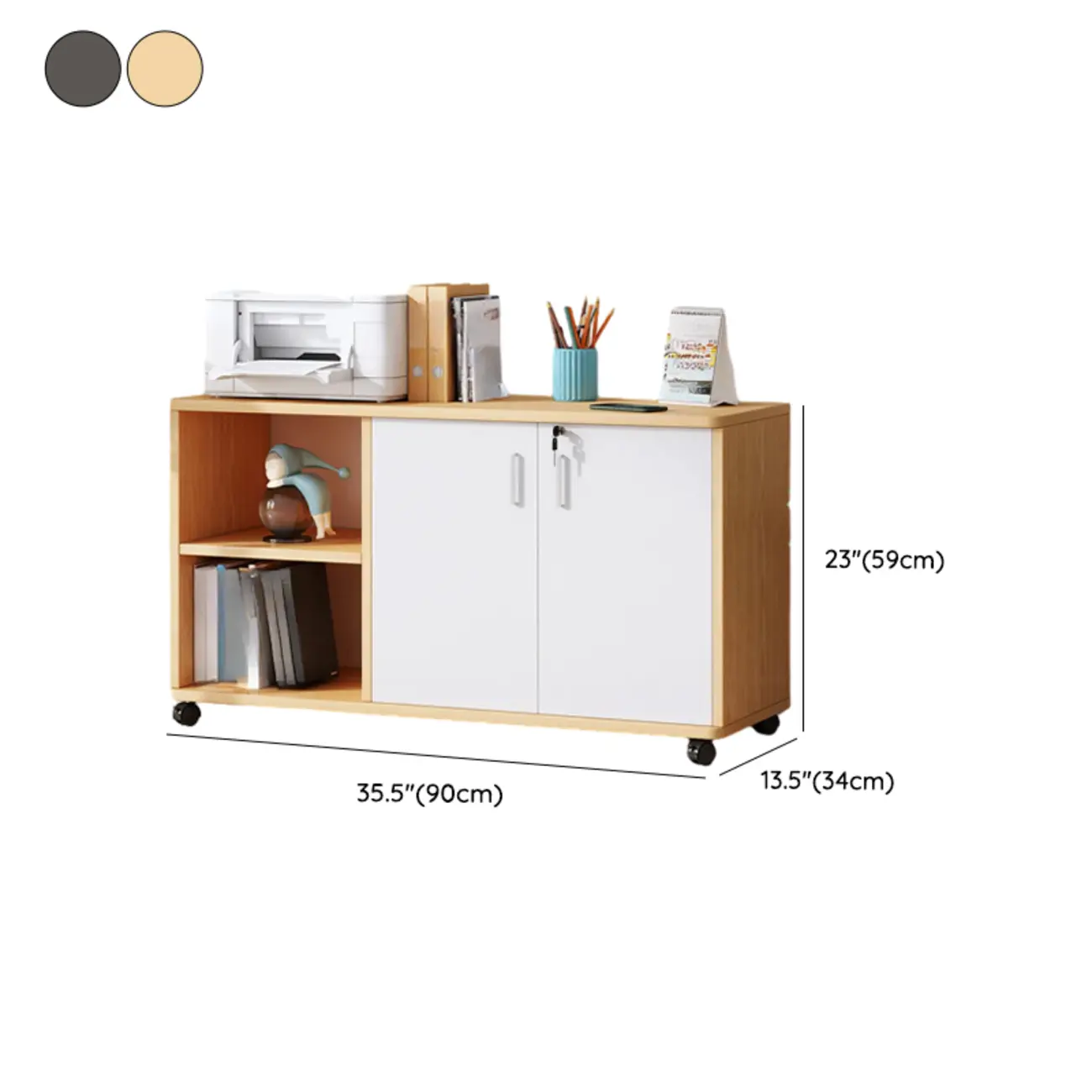 Modern Wooden Mobile Vertical Filing Cabinet for Home Office Image - 46 | homeyfad