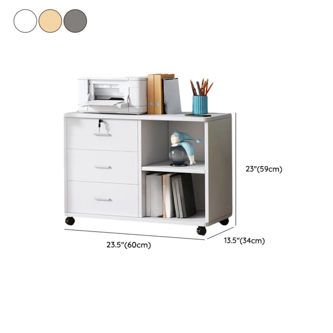 Modern Wooden Mobile Vertical Filing Cabinet for Home Office Image - 47 | homeyfad