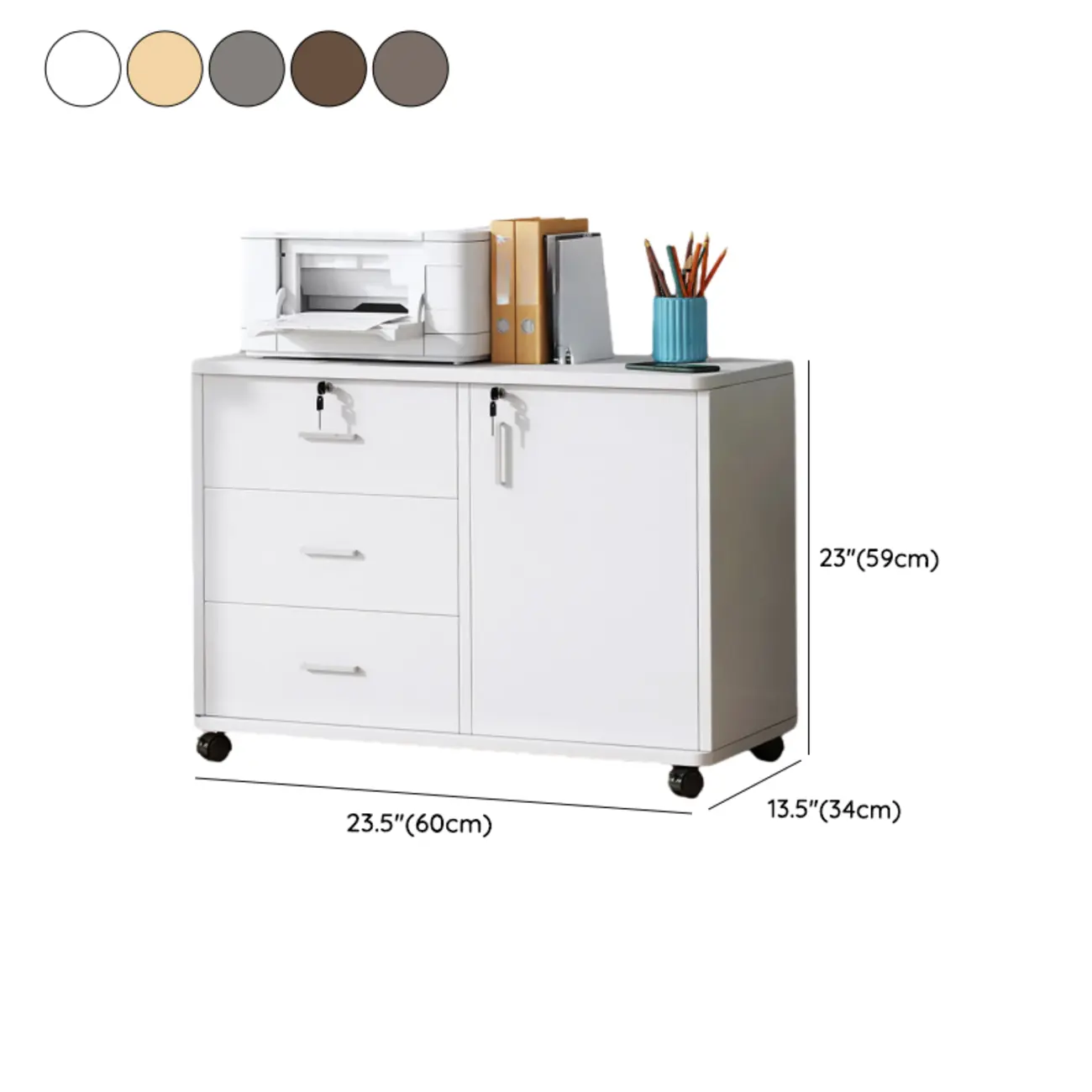 Modern Wooden Mobile Vertical Filing Cabinet for Home Office Image - 48 | homeyfad