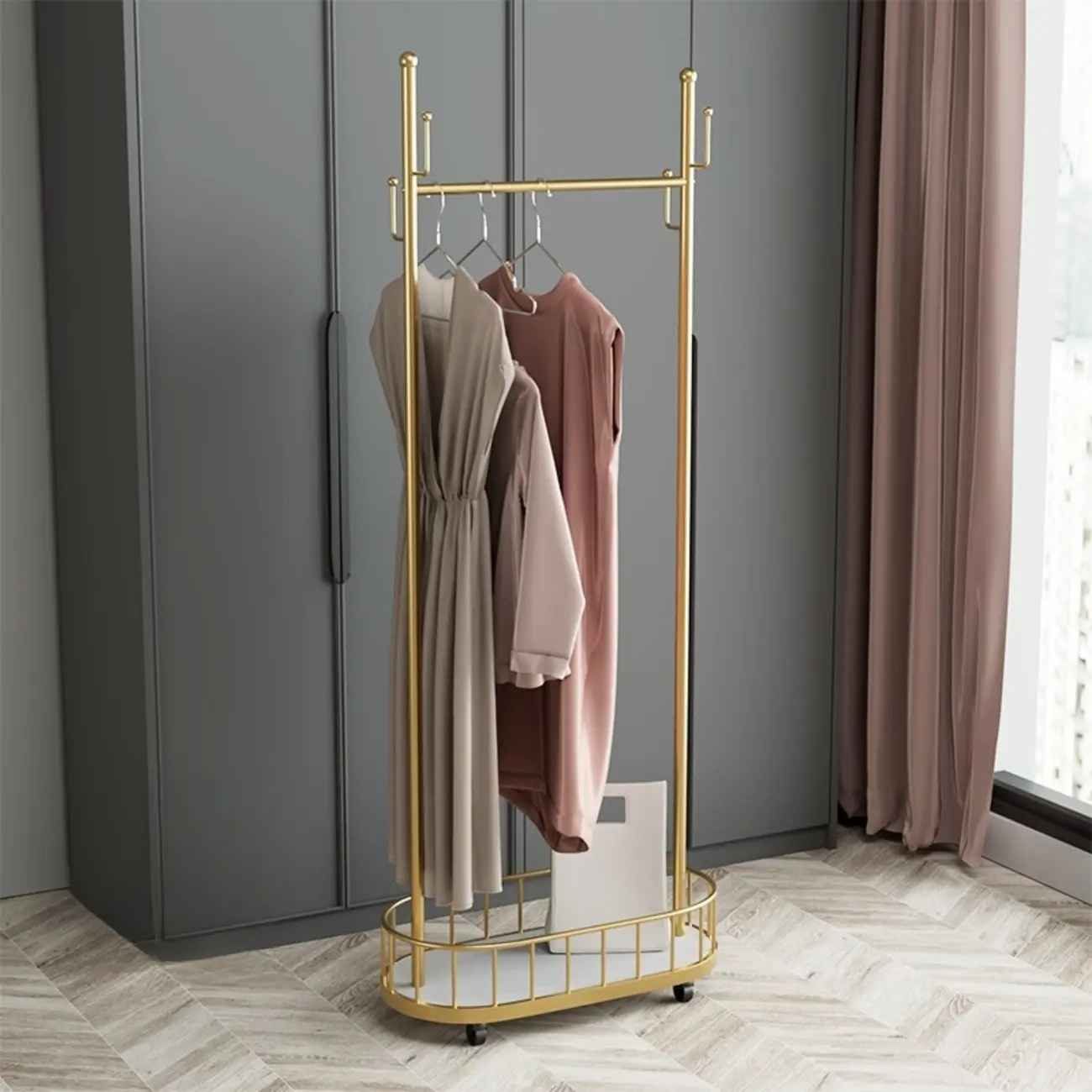Metal Black Freestanding Storage Coat Rack with Hooks Image - 2 | homeyfad