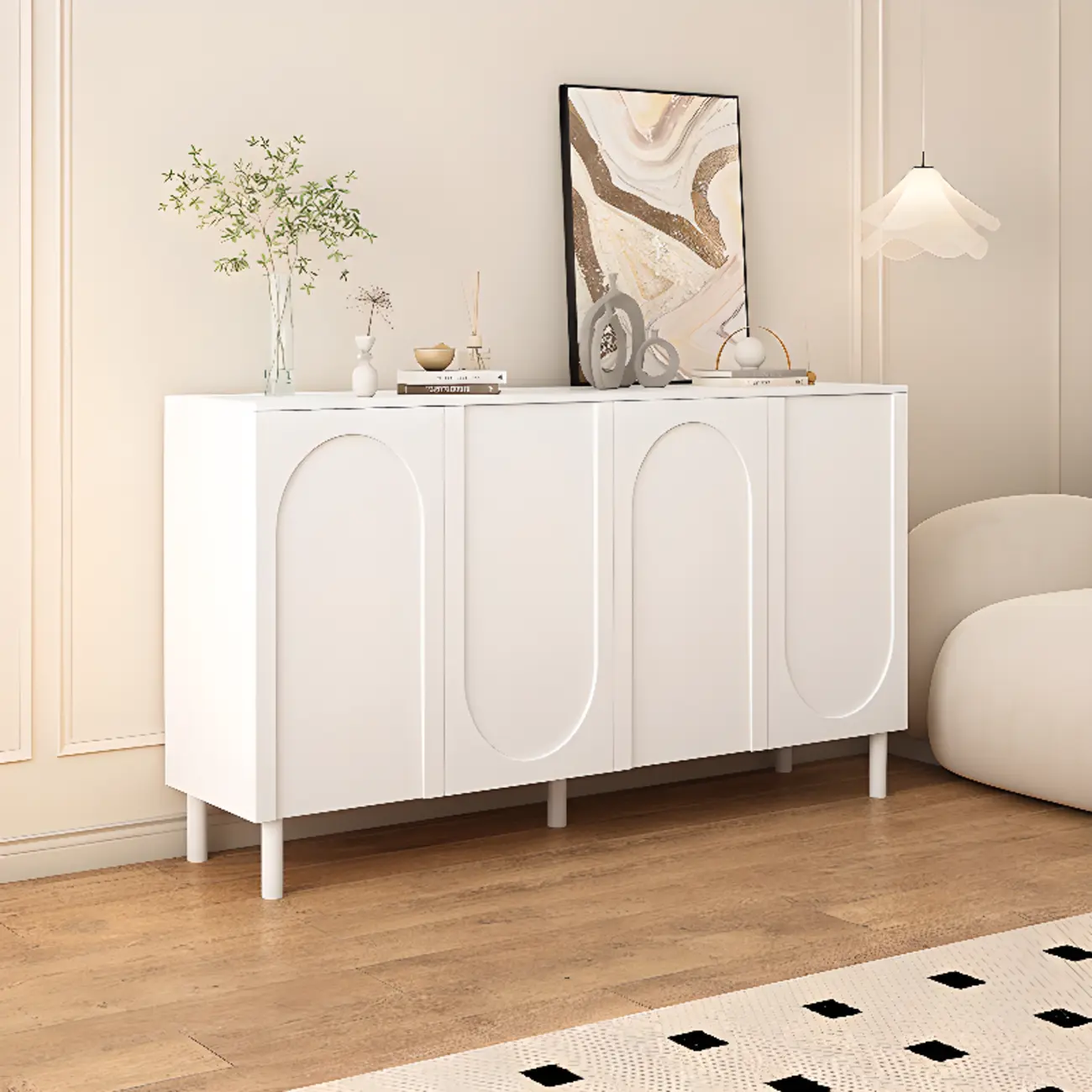 Modern Pink Wood Shoe Cabinet 3-Door Storage Unit Image - 5 | homeyfad