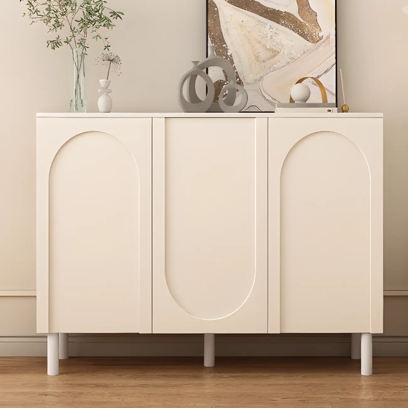 Modern Pink Wood Shoe Cabinet 3-Door Storage Unit Image - 19 | homeyfad