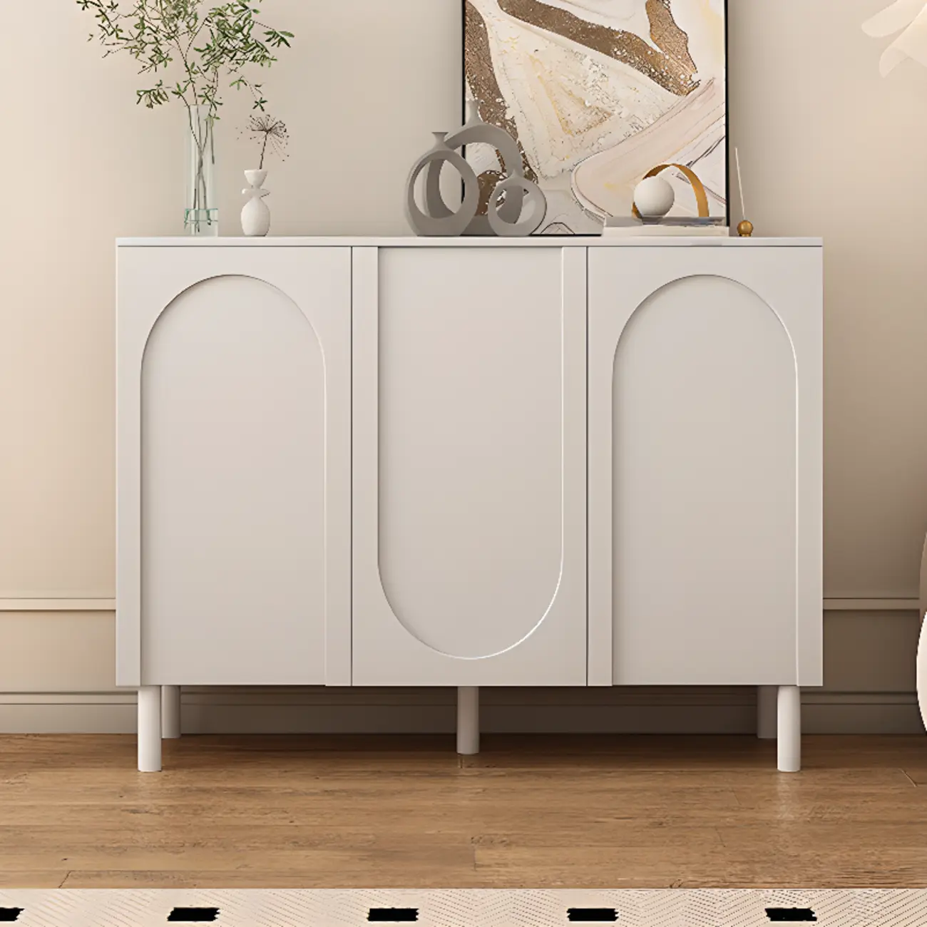 Modern Pink Wood Shoe Cabinet 3-Door Storage Unit Image - 20 | homeyfad