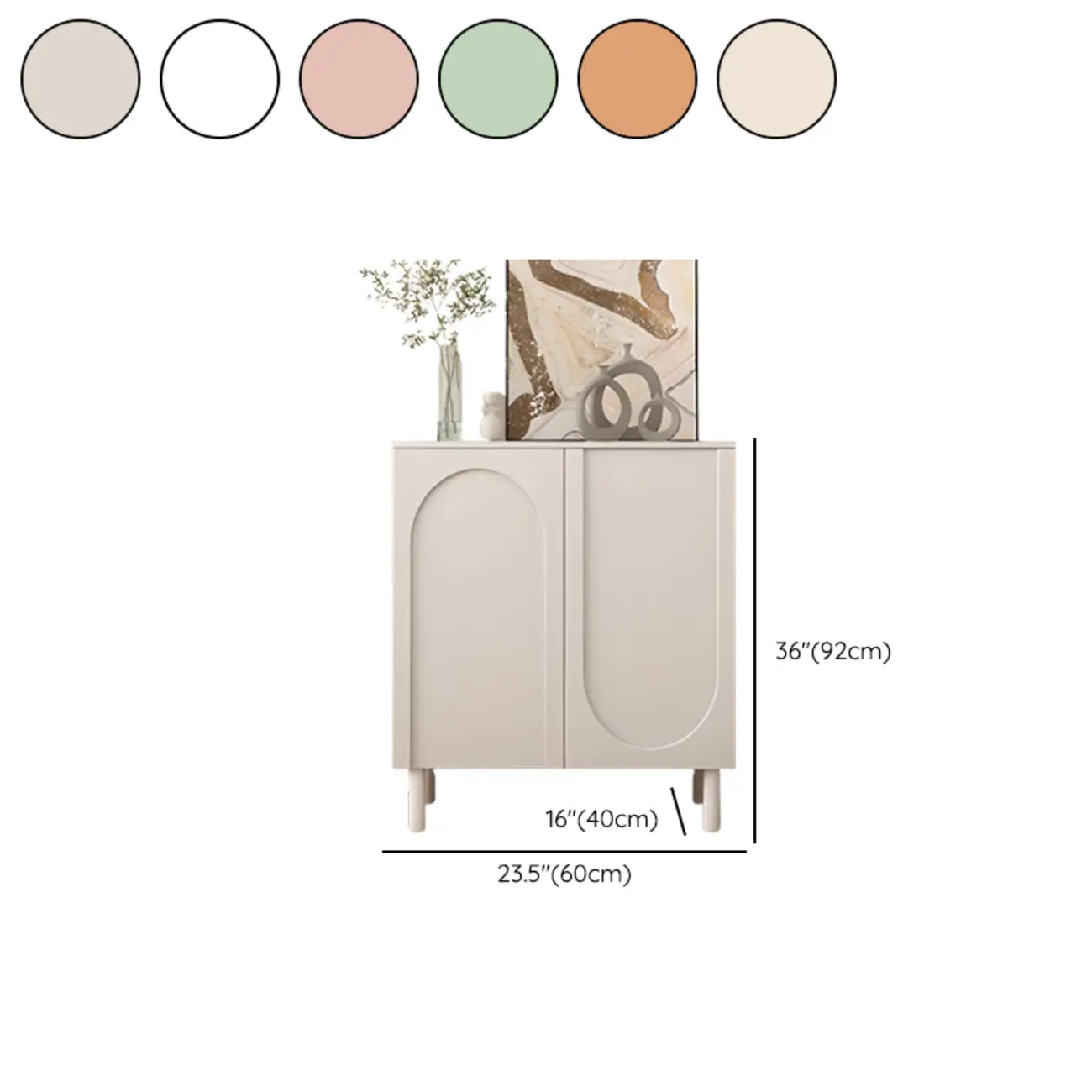 Modern Pink Wood Shoe Cabinet 3-Door Storage Unit #size