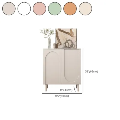 Modern Pink Wood Shoe Cabinet 3-Door Storage Unit Image - 22