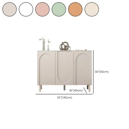 Modern Pink Wood Shoe Cabinet 3-Door Storage Unit Image - 25