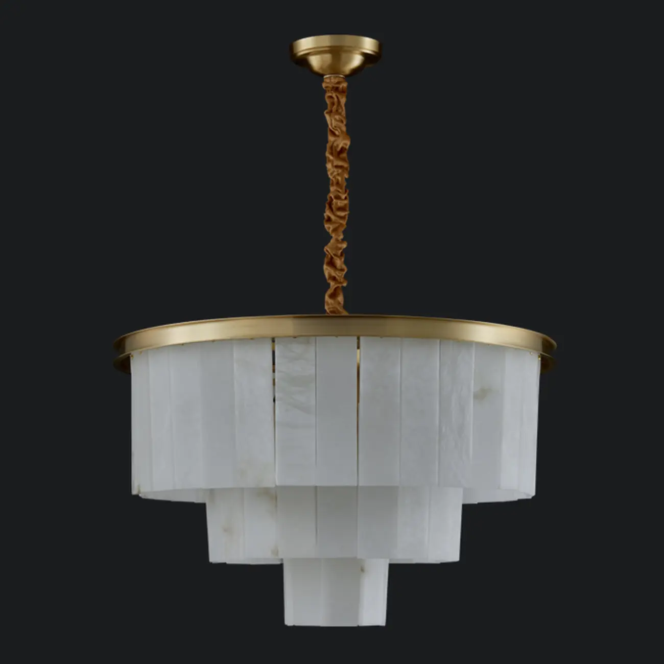 Classic Gold Tiered Circular Alabaster Chandelier Image - 8 | homeyfad