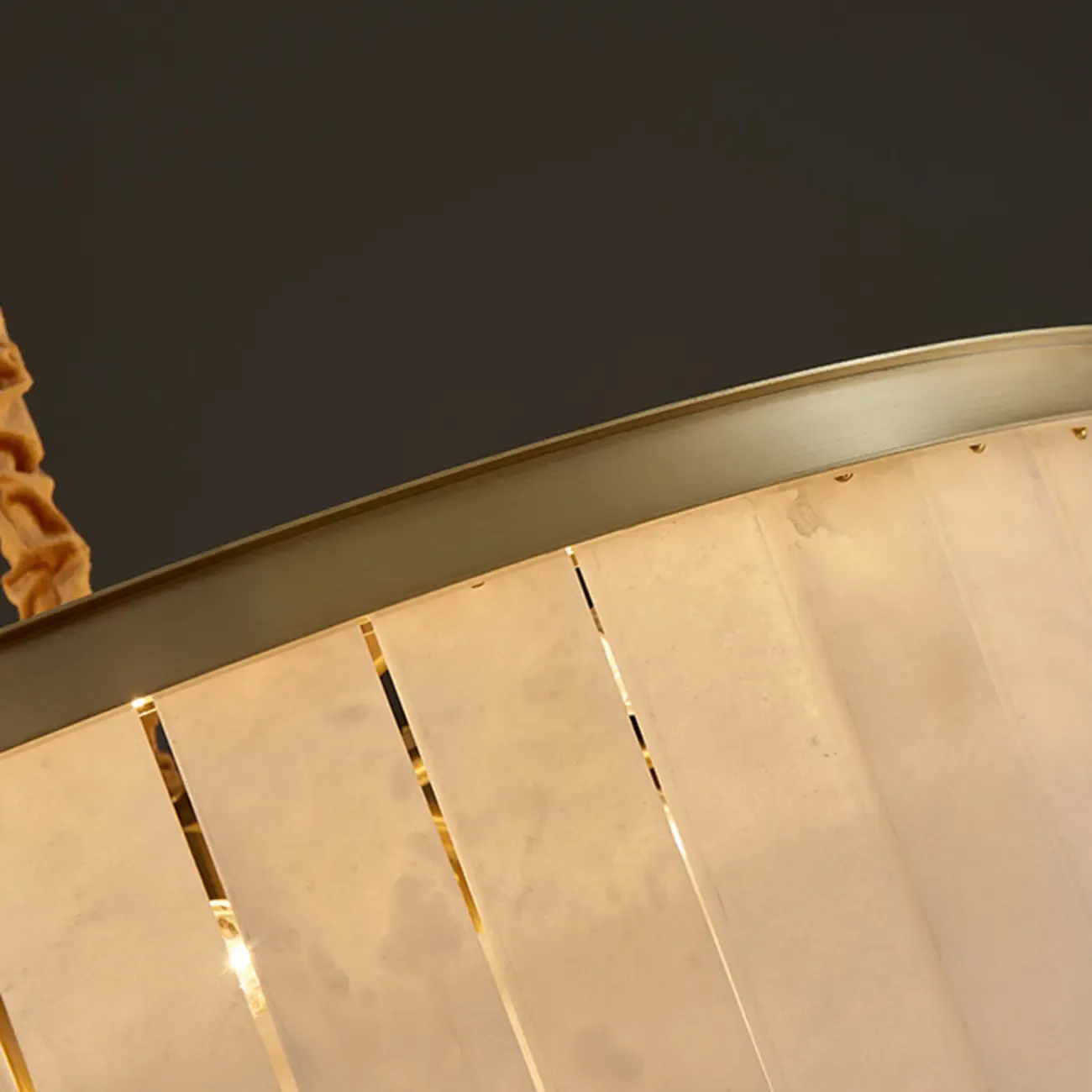 Classic Gold Tiered Circular Alabaster Chandelier Image - 12