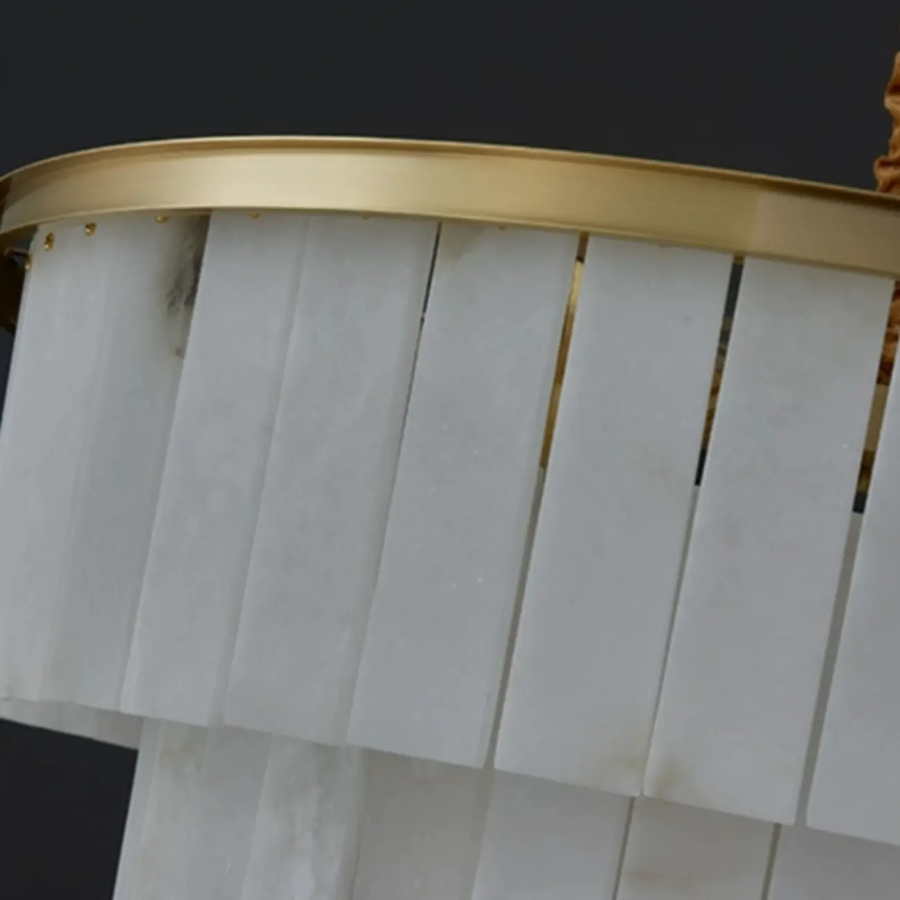 Classic Gold Tiered Circular Alabaster Chandelier Image - 15 | homeyfad