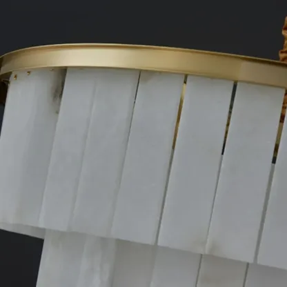 Classic Gold Tiered Circular Alabaster Chandelier Image - 15