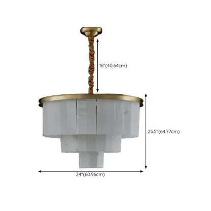 Classic Gold Tiered Circular Alabaster Chandelier Image - 18