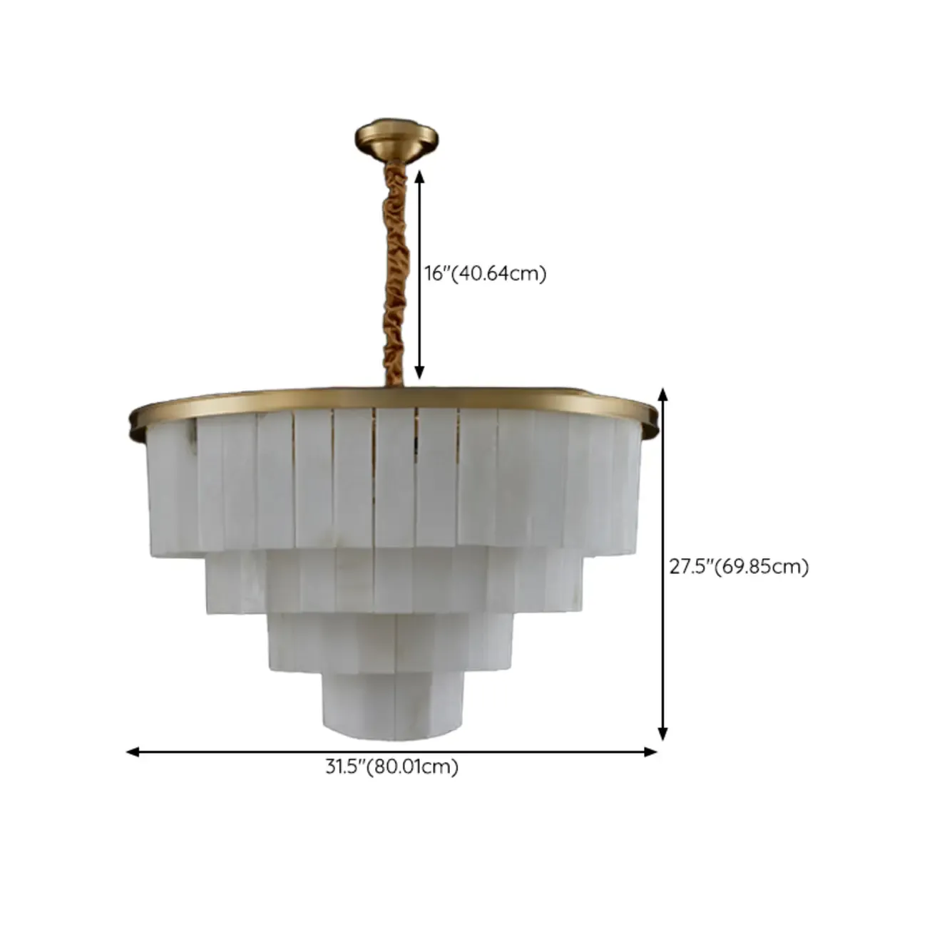 Classic Gold Tiered Circular Alabaster Chandelier Image - 19