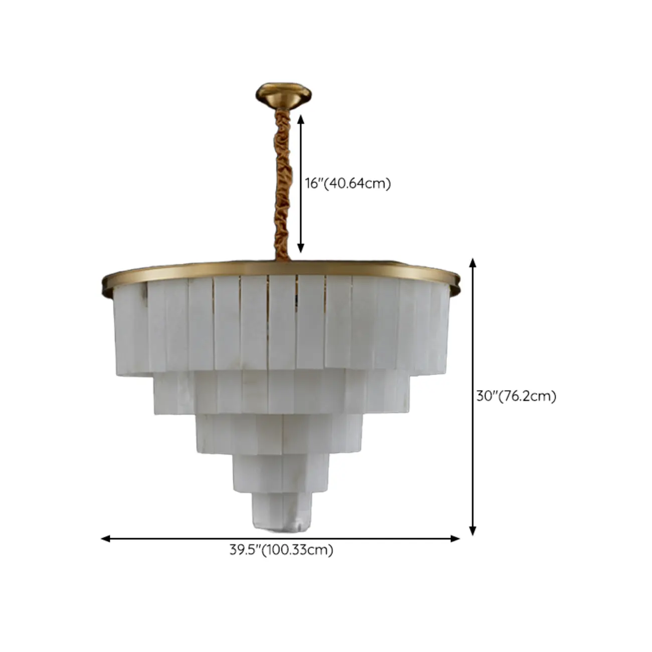 Classic Gold Tiered Circular Alabaster Chandelier Image - 20 | homeyfad