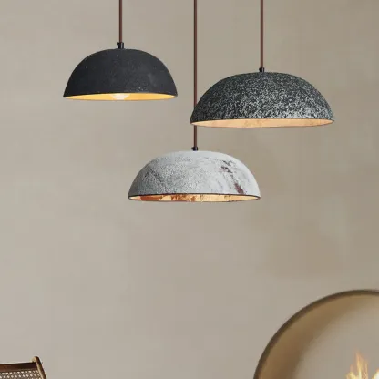 Rustic Ceramic Dome Kitchen Pendant Lighting Adjustable Height Image - 2