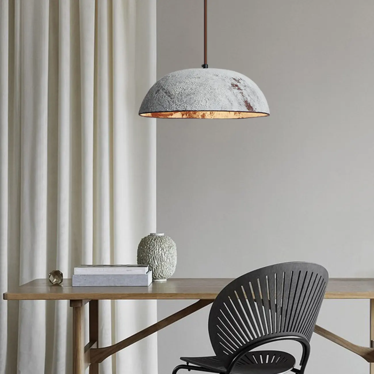 Rustic Ceramic Dome Kitchen Pendant Lighting Adjustable Height Image - 3 | homeyfad