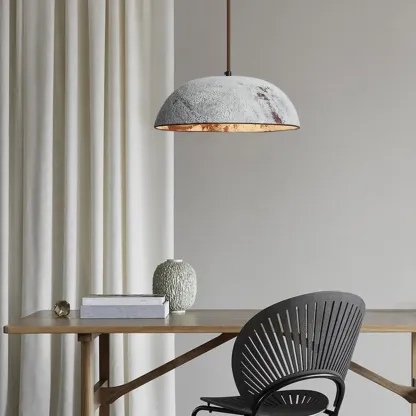 Rustic Ceramic Dome Kitchen Pendant Lighting Adjustable Height Image - 3